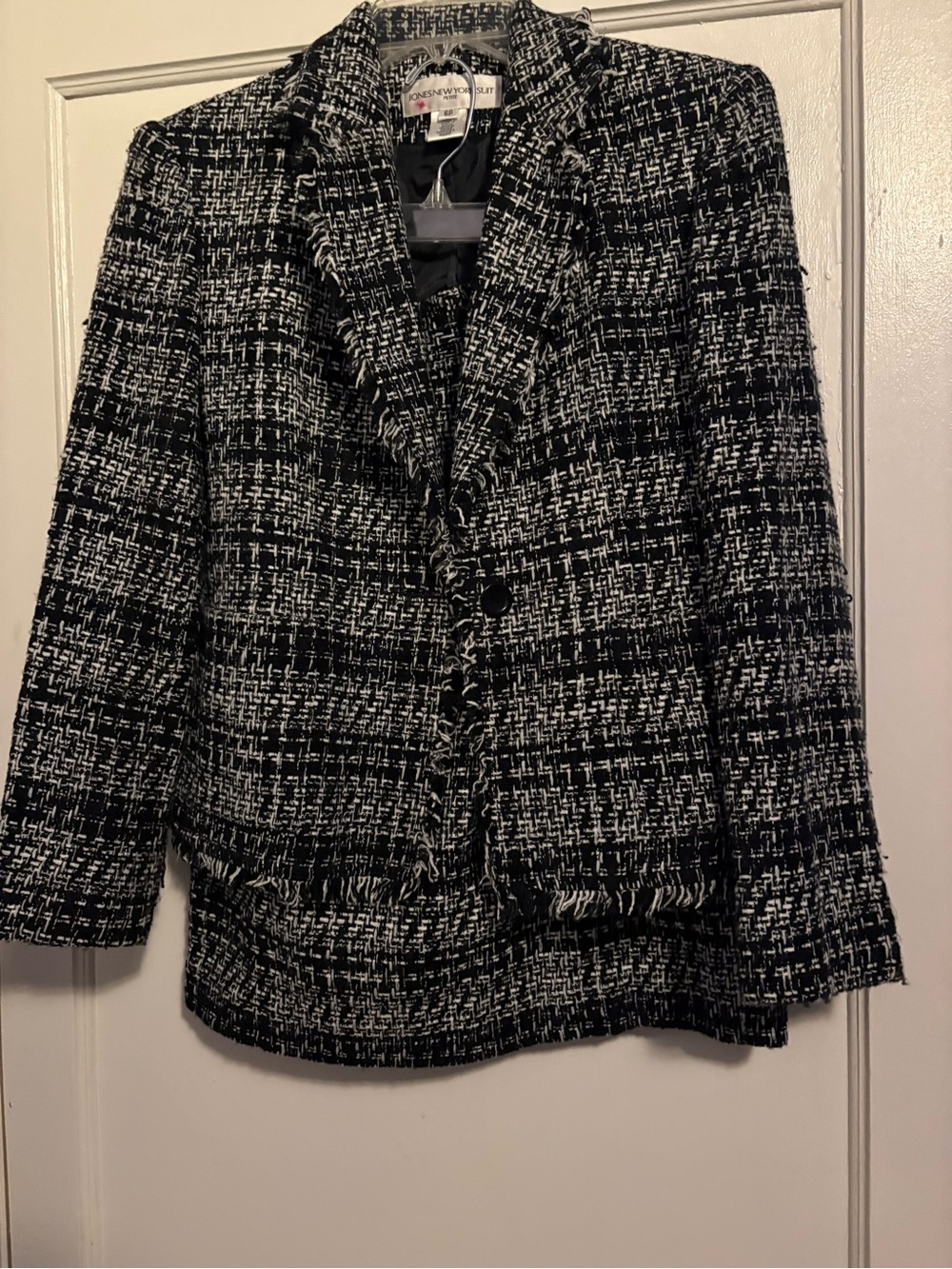 Jones New York Black & White Tweed Skirt Suit